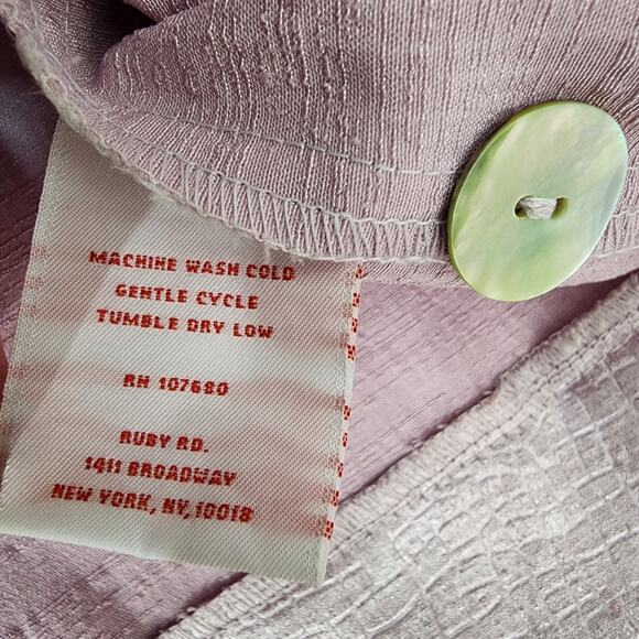 Ruby Rd Jacket Womans Size 12 Shimmery Textured Button Up Purple Pockets 3/4 Slv - Picture 11 of 12